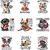 9Pcs Sarcastic Dog Iron on Decals for Clothing DIY Washable Heat Transfer Vinyl Stickers for T-Shirt Pillow Covers Bags Applique