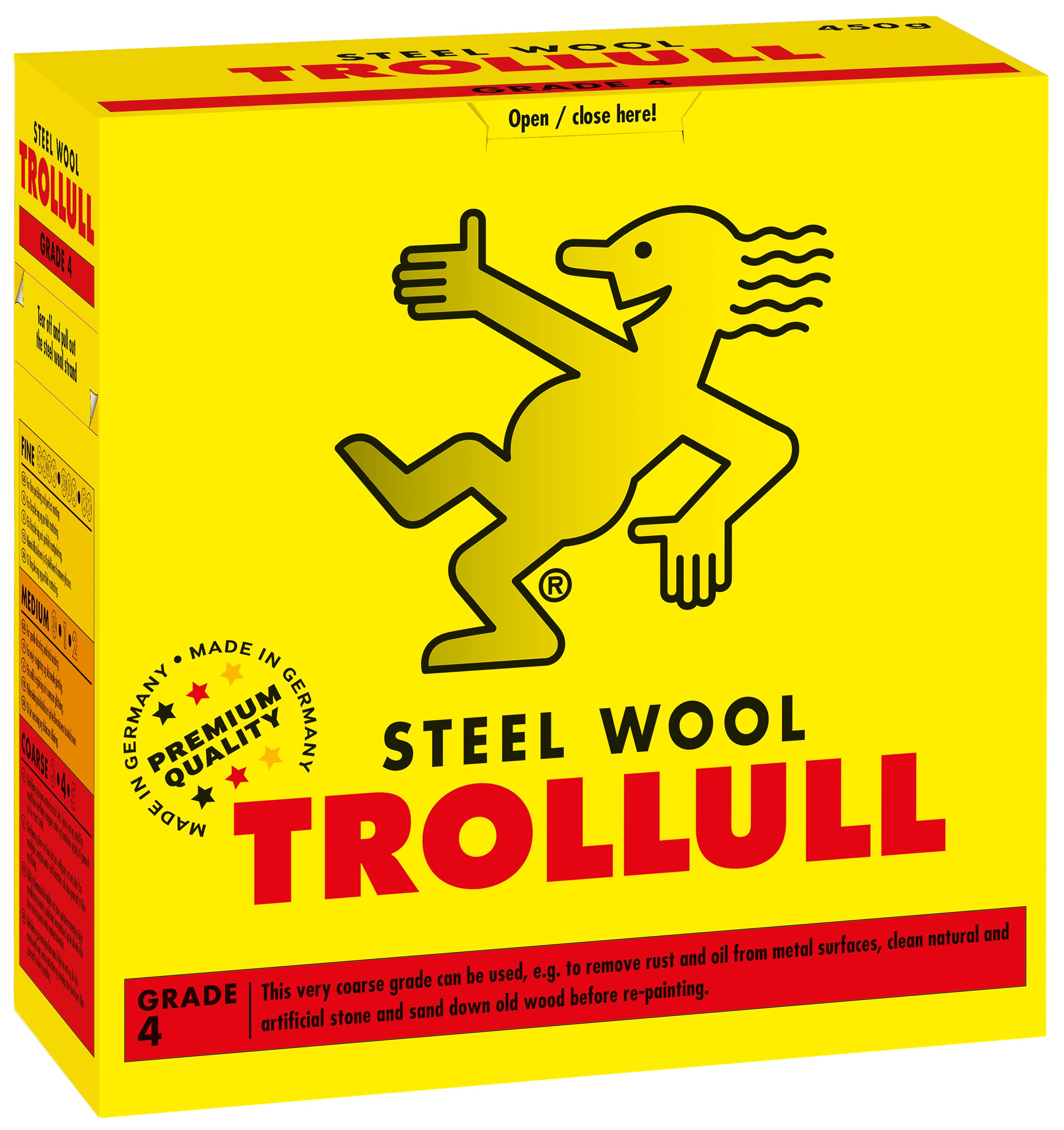 TROLLULL Steel Wool | Wire Wool 450g coarse 4 can be used to remove oil and grease from metal, clean natural stone, artificial stone, and sand old wood.