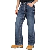 BOCOMAL FR Jeans for Summer Relaxed Fit Boot Cut Lightweight EX-Soft Denim | 10oz 100% Cotton,Flame Resistant Fire Retardant Work Pants,NFPA2112 CAT2,Double Stitches,Vintage Washed,Dura Smooth Fashion