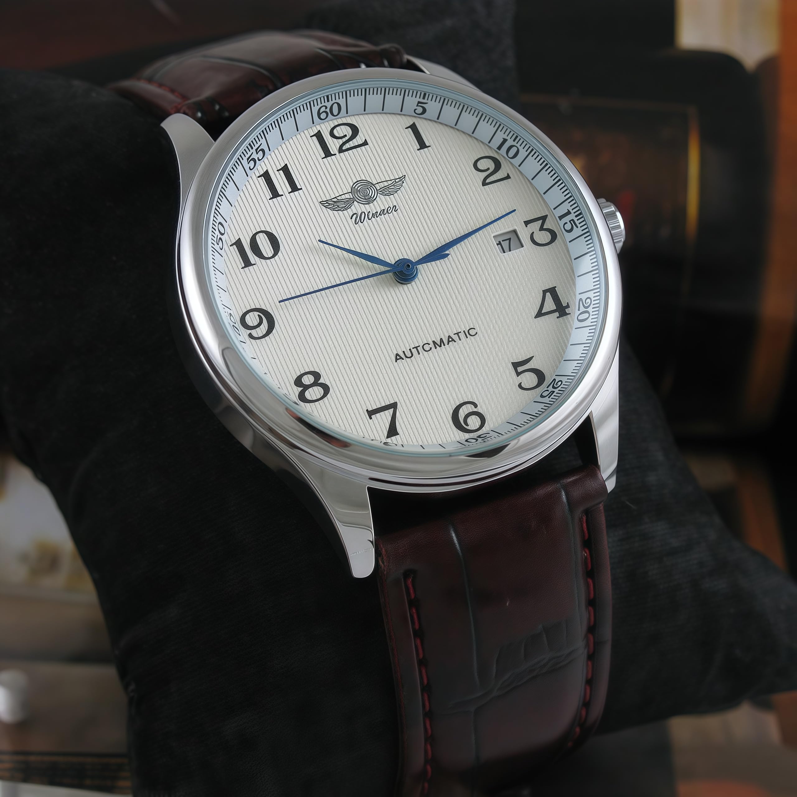 MASTOP MASTOPMen's Automatic Mechanical Watch Business Casual Top Brand Leather Wristwatches Waterproof Sport Chronograph