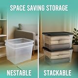 Klass Home 3 x 80 Litre Storage Boxes with Lids Set Clear Black Lid 80L view 5