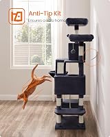 Feandrea Cat Tree 168 cm Large Tower with 13 Scratching Posts Smoky Grey view 9