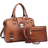 Dasein Women Barrel Handbags Fashion Satchel Bags Top Handle Shoulder Purses Vegan Leather Work Tote