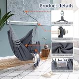 Ohuhu Hanging Chair Cotton Hammock Chair XL 150kg Dark Grey view 3