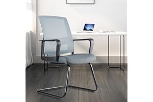 CLATINA Office Guest Chair with Lumbar Support and Mid Back Mesh Space Air Grid Series for Reception Conference Room Gray