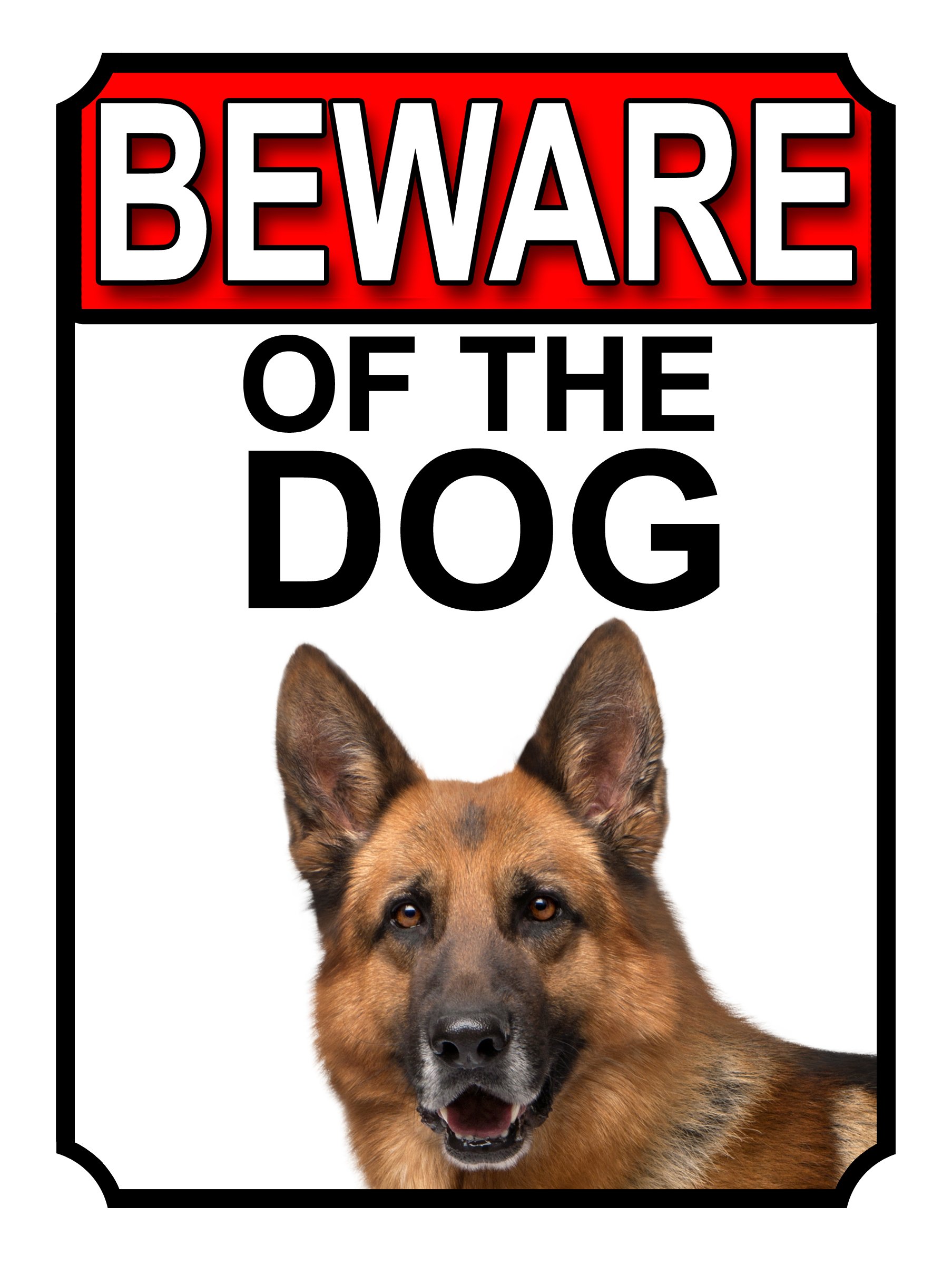 BEWARE OF THE DOG METAL GATE SIGN GERMAN SHEPHERD 200MM X 150MM (1132H1)