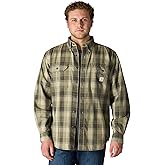 Carhartt Mens Loose Fit Midweight Chambray Long-Sleeve Plaid Shirt