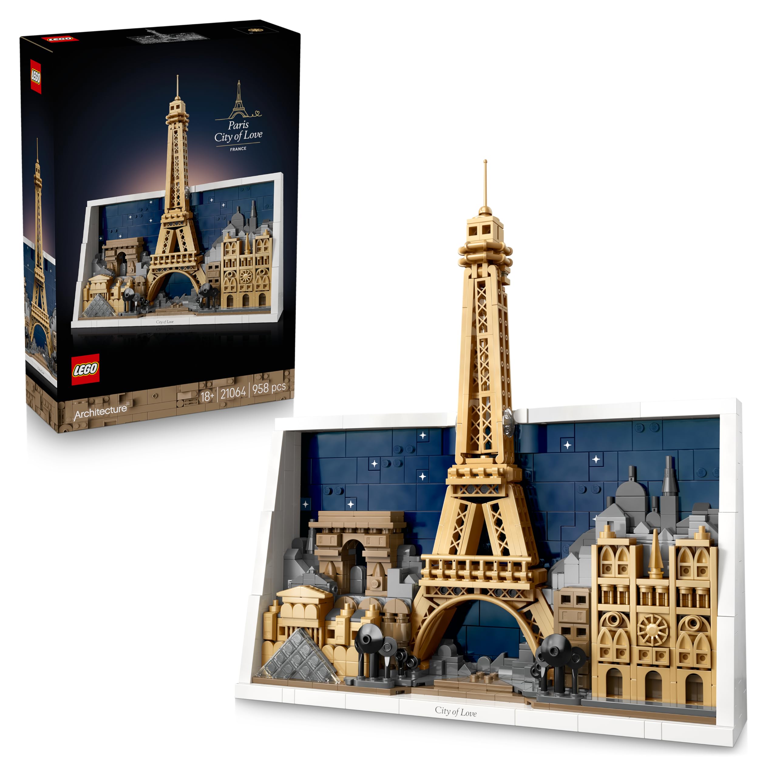 LEGO Architecture Paris – Stadt der Liebe 3D Puzzle - Wanddeko als Bastelset zum Bauen - DIY Set Erwachsene mit Pariser Wahrzeichen wie Miniatur Eiffelturm - Geschenk für Männer und Frauen - 21064