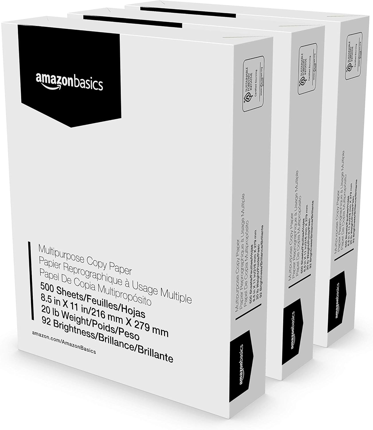 Basics Multipurpose Copy Printer Paper - White, 8.5 x 11 Inches, 3 Ream Case (1,500 Sheets): Office Products