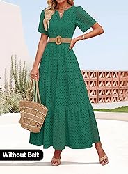 ZESICA Women's 2025 Summer Short Sleeve Maxi Dress