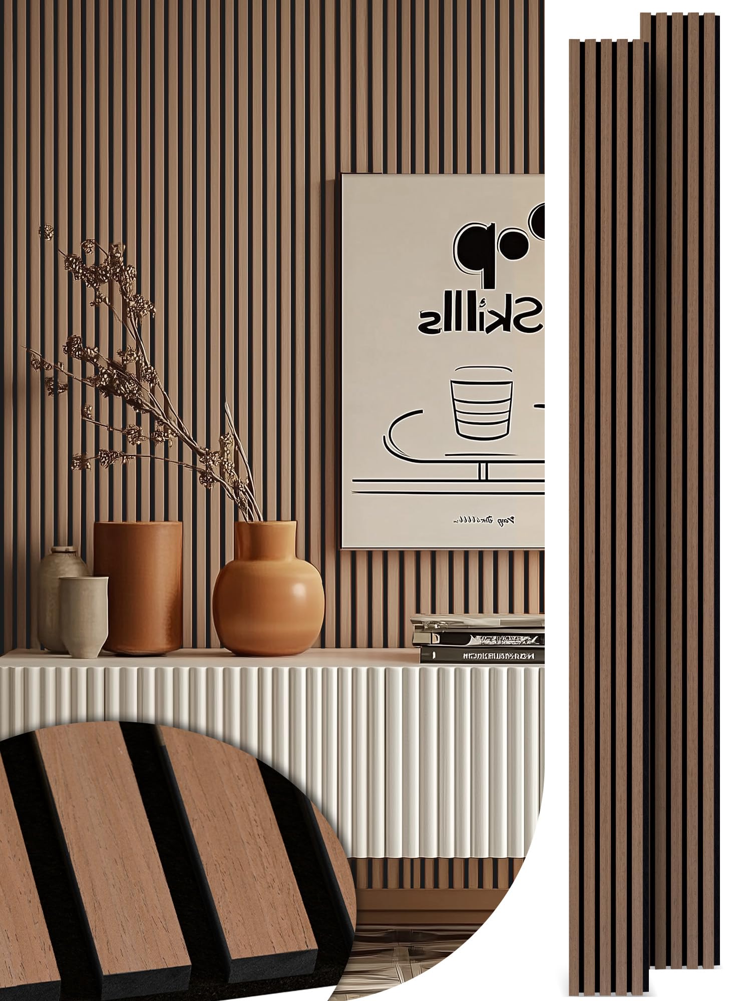 Photo 1 of * factory sealed**
Mollywell Wood Slat Wall Panels - Time-Saving Installation Soundproof Slat Panels on Any Wall Surface, 0.95 NRC Dual-Layer Acoustic Design, Commercial-Grade MDF Core (2 Pack, 108x8in, Teak)