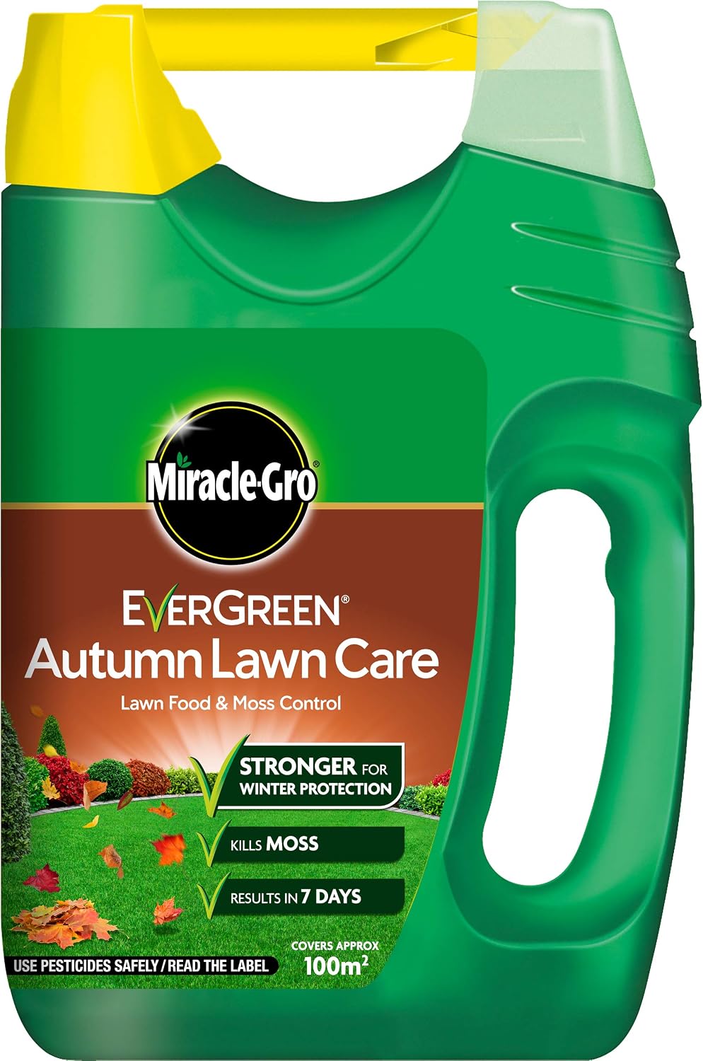 Miracle-Gro EverGreen Autumn Lawn Care Spreader, Lawn Food & Moss Control 3.5 kg, 100 m2, Brown, 3.5 kilograms