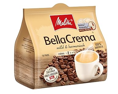 Melitta Gemahlener Röstkaffee in Kaffeepads, 10 x 16 Pads, 100 % Arabica, mild und harmonisch, milder Röstgrad, Stärke 2, Bel