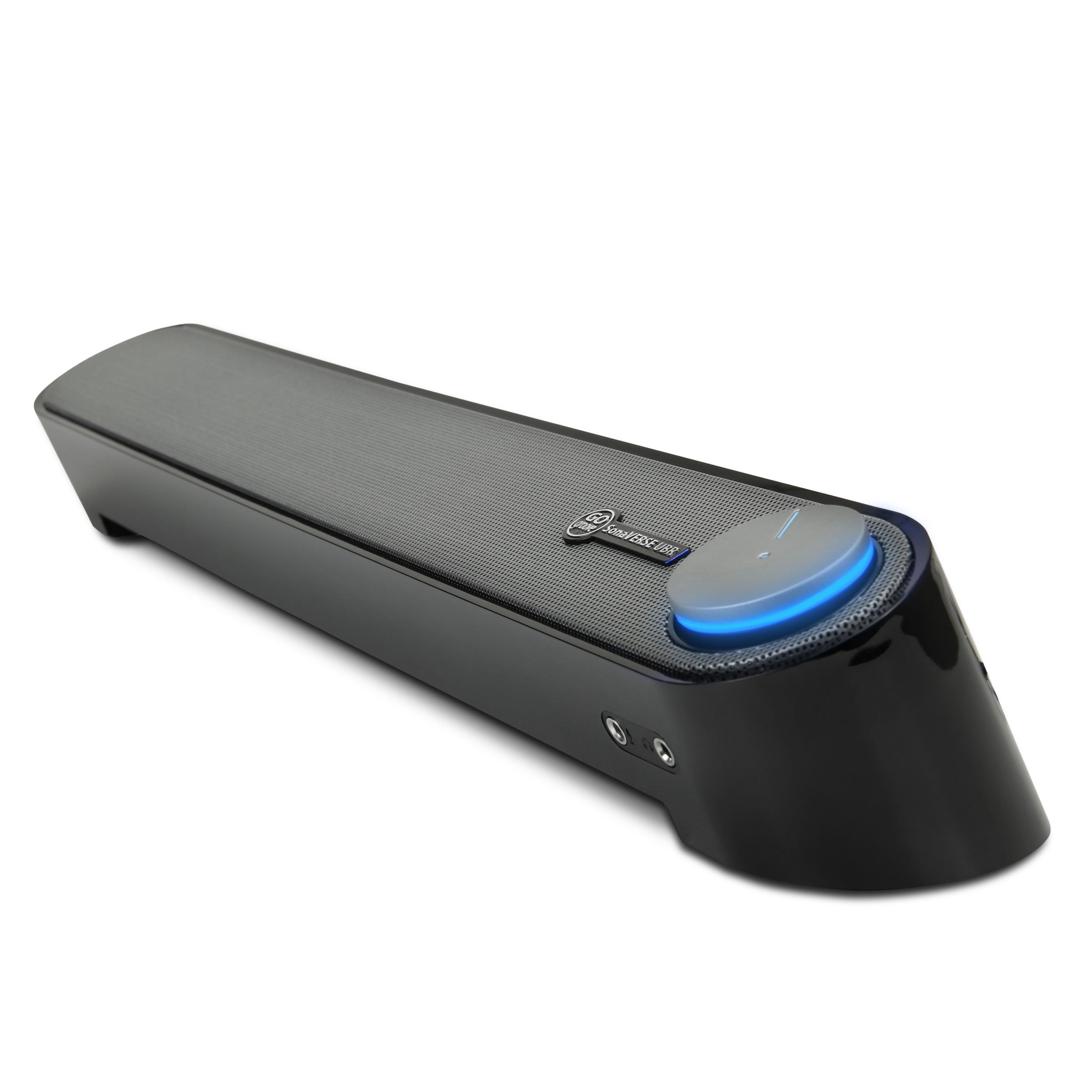 GOgroove Computer Speaker USB Soundbar - USB Powered Mini PC Sound Bar with Easy Setup Wired AUX, Stereo Audio, Microphone Port, Volume Control Knob, Under Monitor Design for Desktop (Black) — image 1