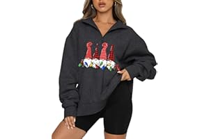 SELICY Womens Oversized Christmas Sweatshirt Half Zip Pullover Long Sleeve Quarter Zip Tops Teen Girls Fall Fashion 2023 Y2K Clothes