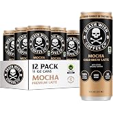 Death Wish Coffee Mocha Cold Brew Latte, Fair Trade, 12 Pack | 100% Colombian, No Artificial Sweeteners, Flavors or Colors, Good Source of Protein &amp; Calcium, Iced Coffee, Velvety Smooth