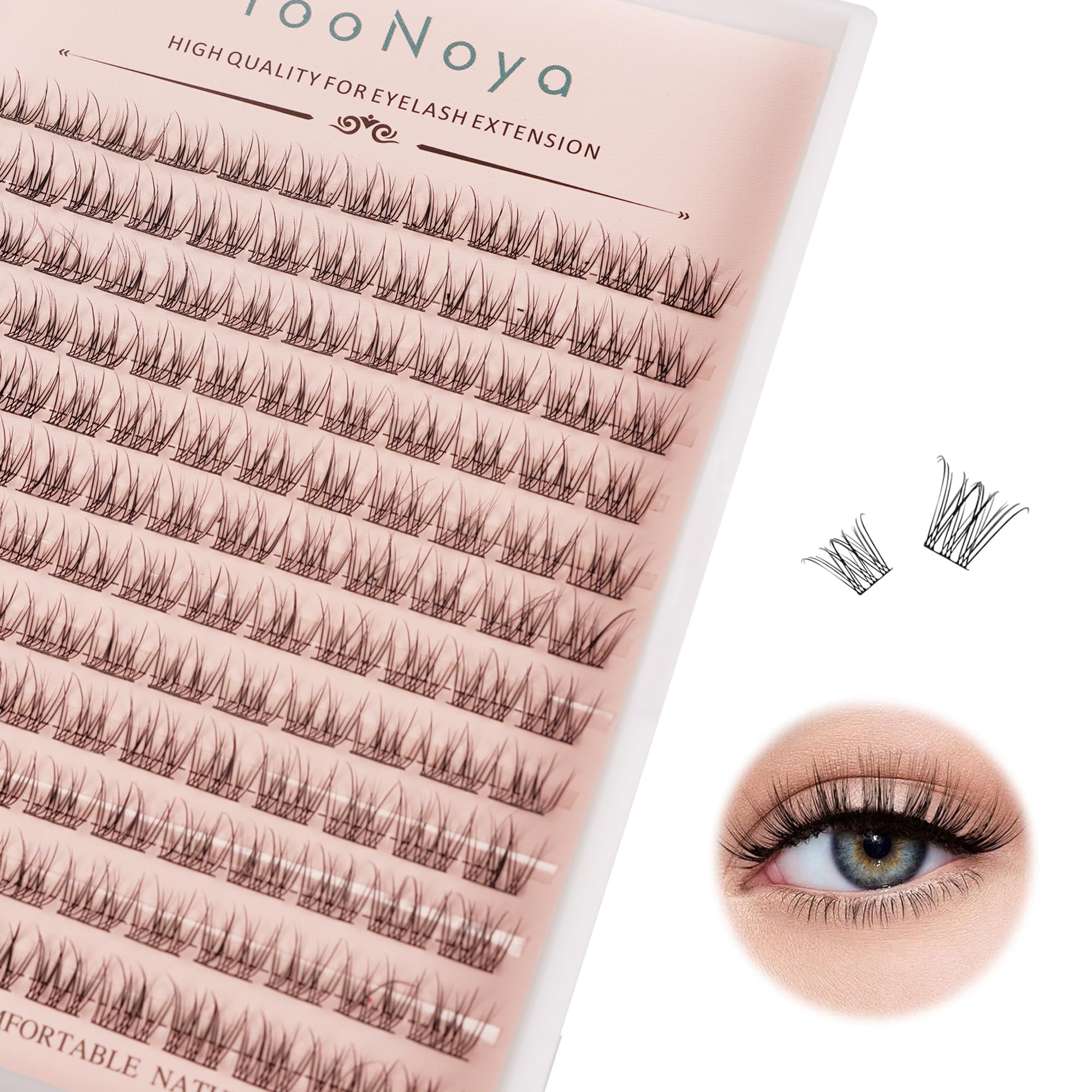 YOONOYA Wispy Cluster Lashes 144 Pcs 10 mm Natural Individual Eyelashes C Curl DIY Cluster Eyelash Extensions Customize Thin Eyelashes Your Look at Home for Beginners (QF-10mm) — image 1