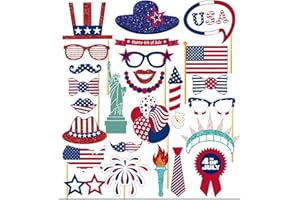 KALOR 4th of July American USA Independence Day Photo Booth Props, 26 Pcs Funny Fourth of July Picture Props for 4th of July Party Decorations