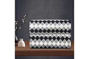 MAGGEA 2 Hand Towel Set 16"x31" Black White Towel Set for Bathroom,Highly Absorbent & Quick Dry Hand Towel for Daily Use,Soft Microfiber Multipurpose Towel Collection for Hotel,Spa,Shower,Gym