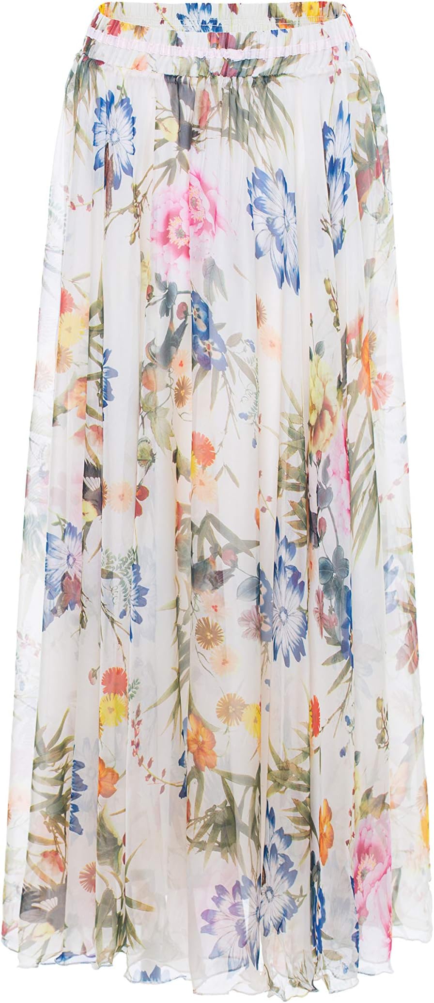 Women Maxi Skirts Summer Casual Floral Printed Skirt Lightweight Elegant High Waist Long Skirt