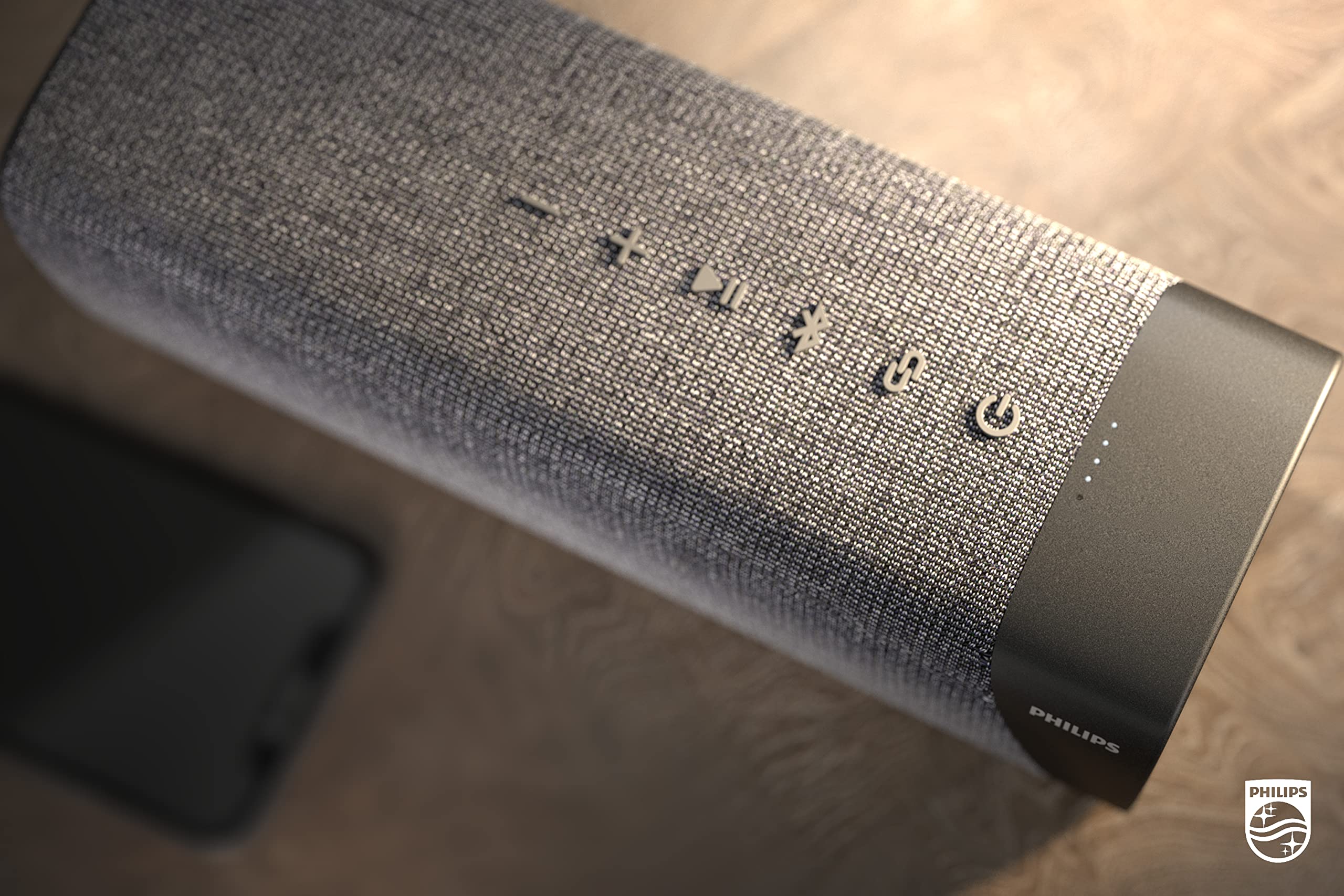 Philips S7505 Wireless Bluetooth Speaker with Built-in Power-Bank, Large Bold Sound, Up to 20 Hours Playtime, IPX7 Waterproof, Shower Ready, Large Size, Gray