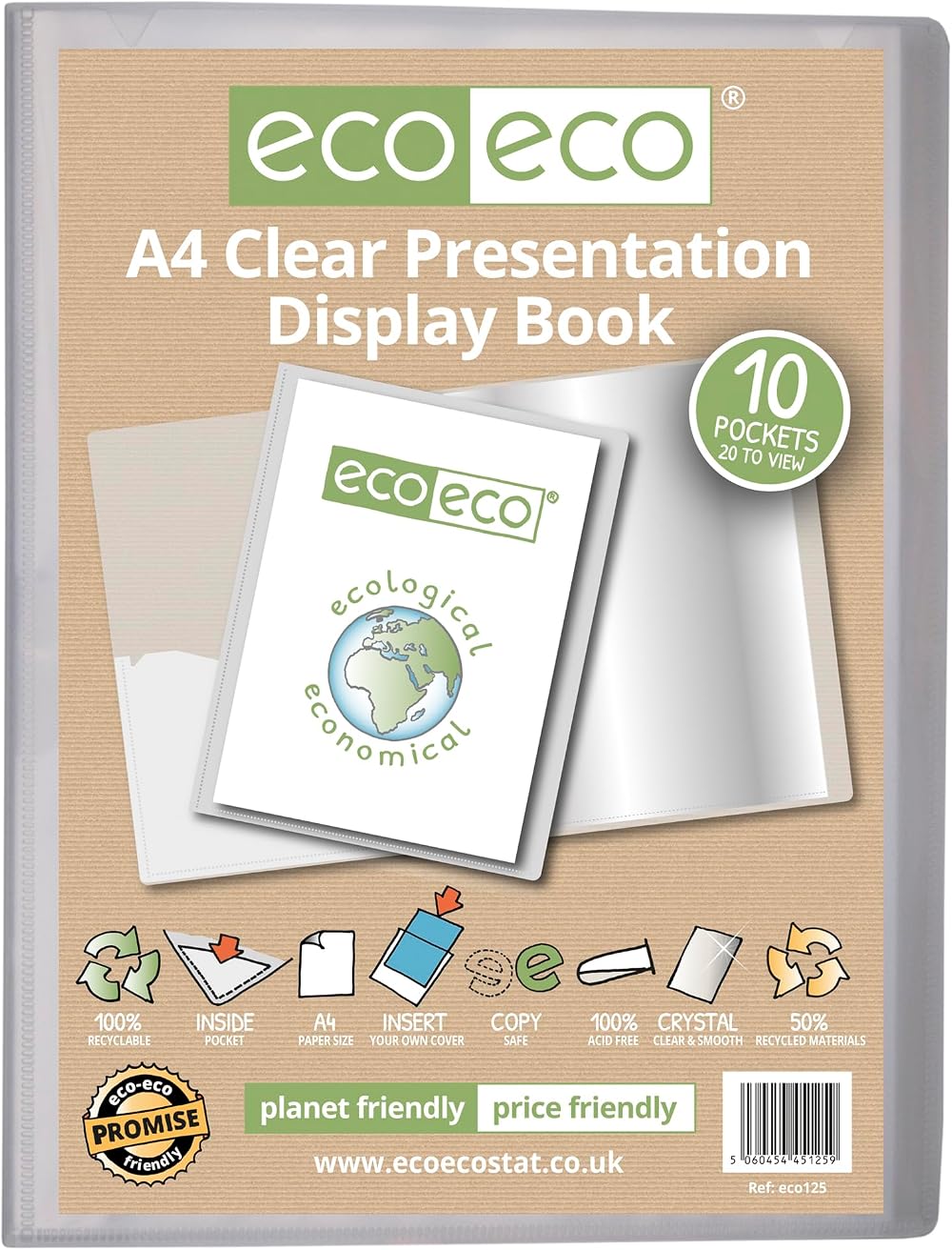 eco-eco A4 50 Percent Recycled 10 Pocket Clear Presentation Display Book