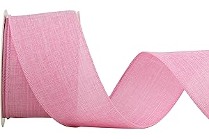 MAYREEL Pink Burlap Wired Ribbon 2.5 Inch Light Pink Ribbon for Valentine's Day Florist Door Wreaths Rustic Wedding Christmas Farmhouse Crafts Spring Summer Home Decor 10 Yards