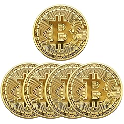 Naturiway 5Pcs Bitcoin Coin, Bitcoin Commemorative