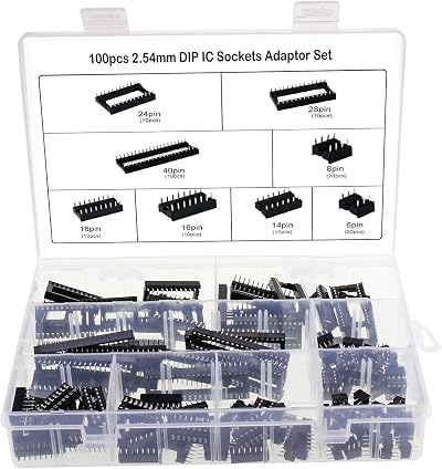 Aussel 100pc 2.54mm DIP IC Sockets Solder Adaptor 6-40 Pin Set