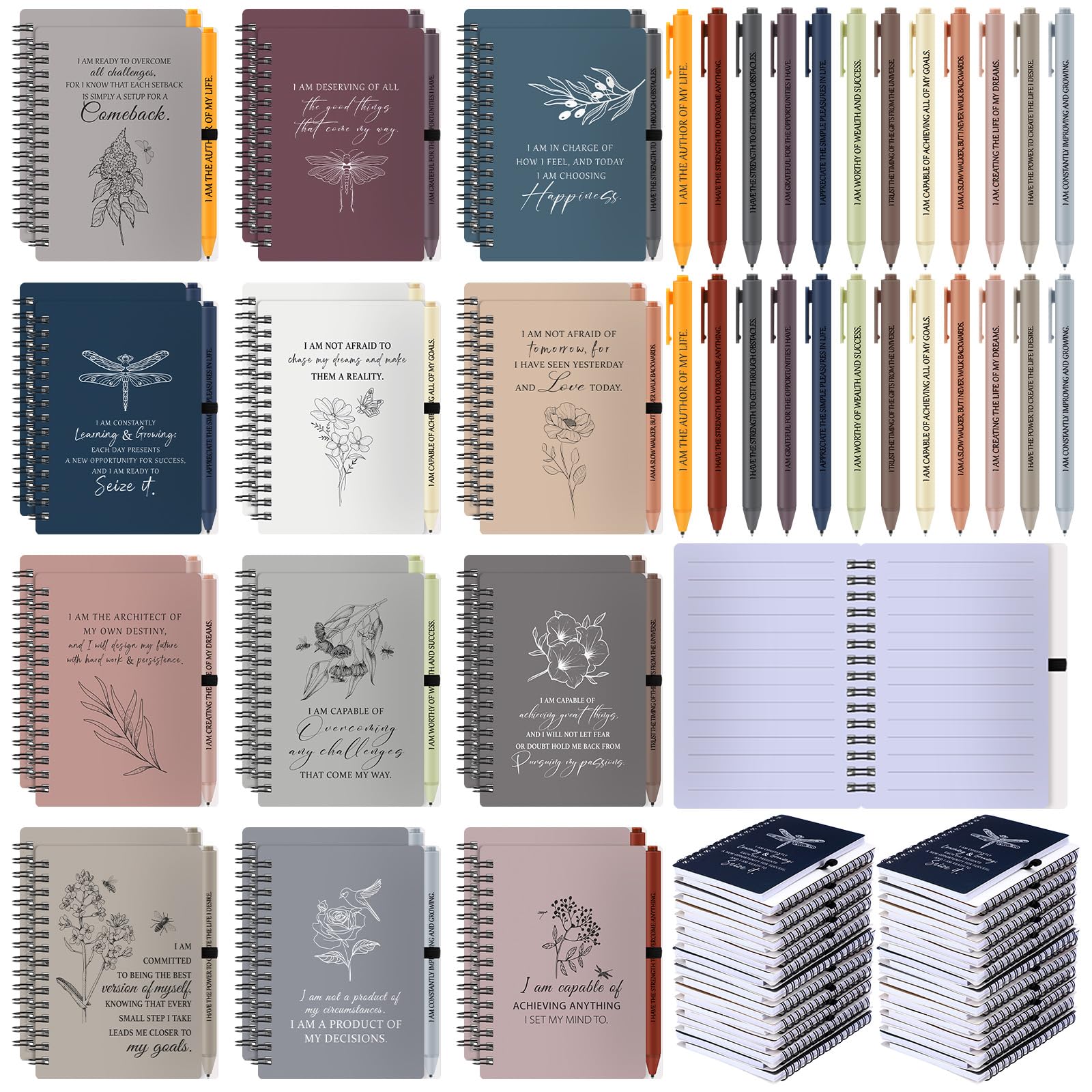 Photo 1 of Kosiz 72 Pcs/36 Set Positive Affirmation Gifts Gratitude Spiral Notebooks with Pens Motivational Encouragement Notepads Daily Affirmations Journal for Women (Simple)