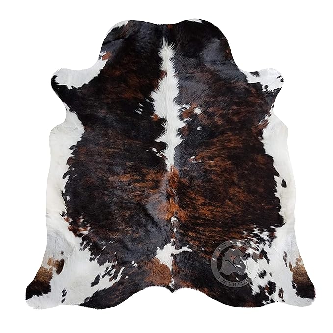 Brindle Dark Tricolor Cowhide Rug Large Approx 5ft x 7ft 150cm x 210cm