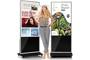 KEINONE 55" 4K LCD Touchscreen Digital Signage Display, Indoor Floor Standing Advertising Player, Commercial Digital Signage Kiosk with Auto AD Player, HDMI WiFi Bluetooth Input, Android 12.0 Black