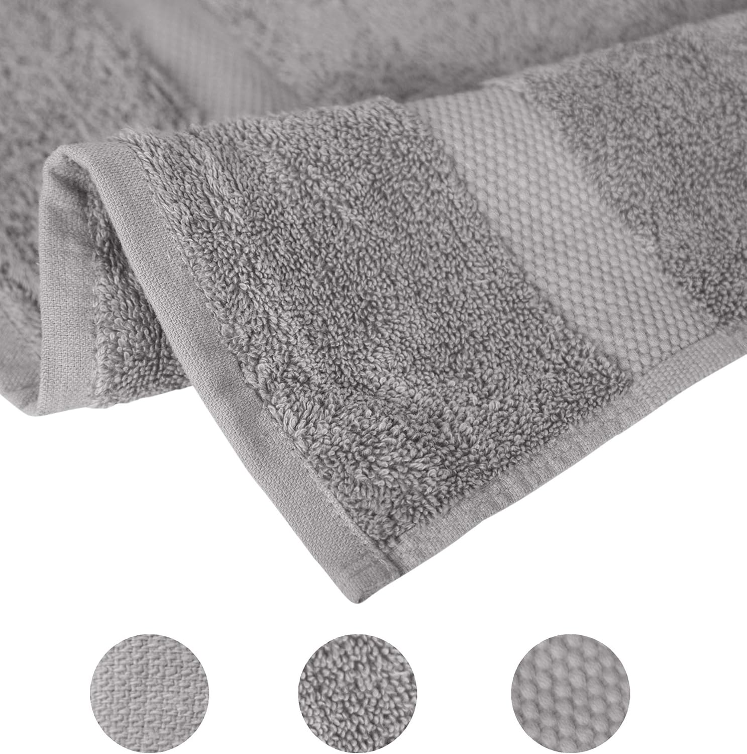 Pleasant Home Bath Towels Set – 6 Piece Bath Set - 2 Bath Towels, 2 Hand Towels & 2 Wash Cloths - 100% Cotton - 580 GSM – Lightweight, Soft & Absorbent – Durable (Grey): Home & Kitchen