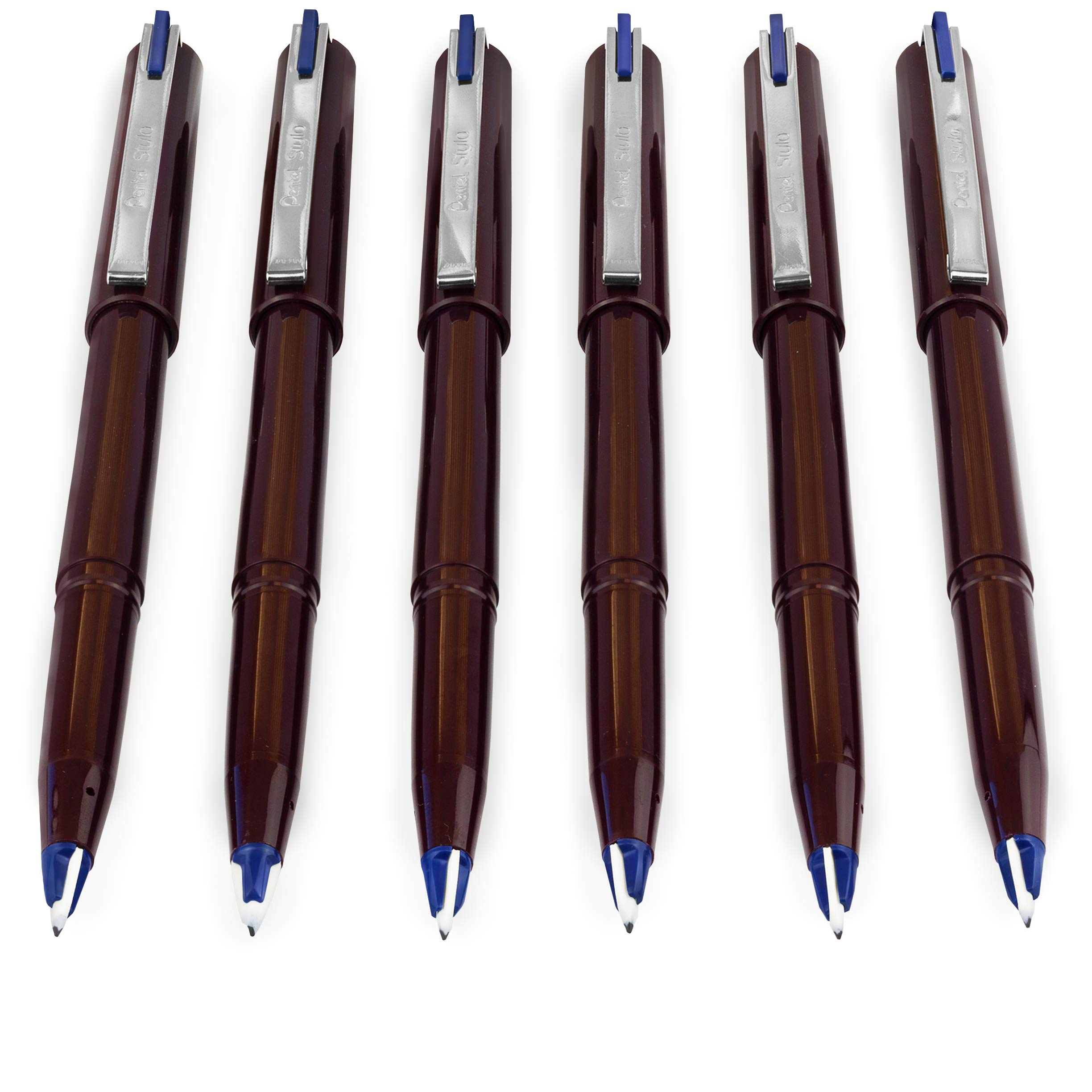 Pentel JM20 Stylo Disposable Fountain Pen – Navy Blue Ink - Pack of 6