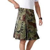 TRGPSG Men's Pleated Utility Kilt Scottish Tactical Kilt | 23" Irish Highland Hybrid Kilt with Multi Pockets