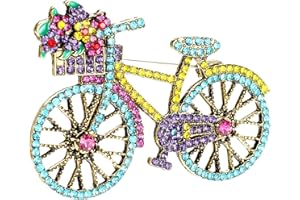 Piriuuo Bicycle Brooch Pin, Vintage Brooch Rhinestone Brooch Elegant Colorful Brooch Pin Classic Decorative Brooch Wedding Fashion Jewelry Accessories for Women Girls