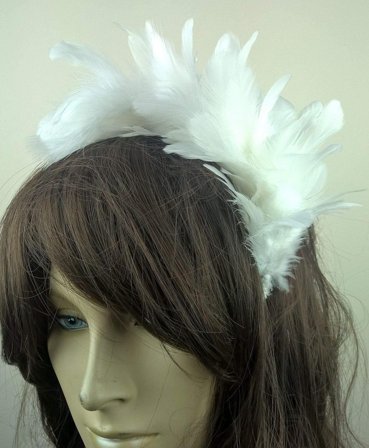 White Feather Headband Fascinator Burlesque Millinery Hat Hair