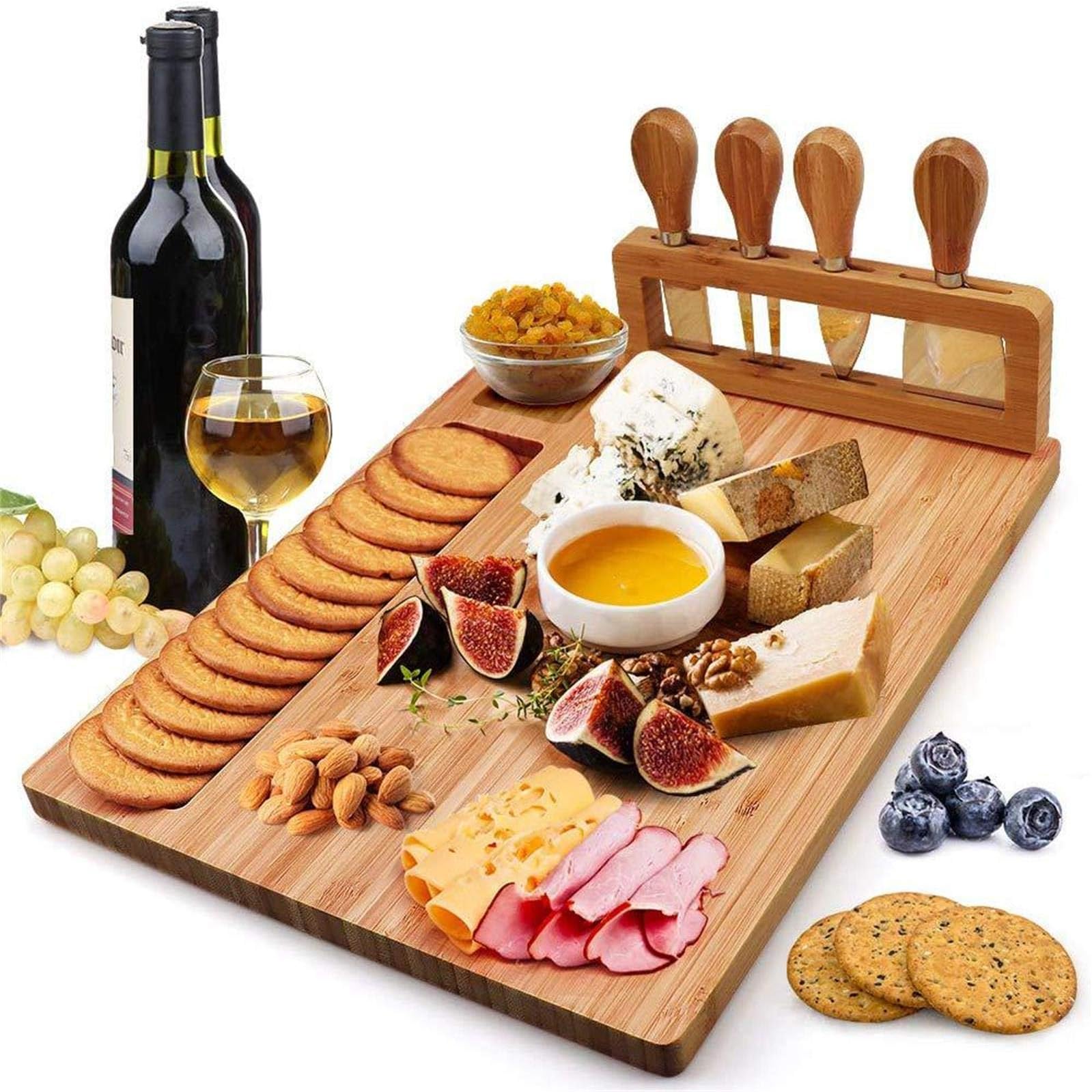Bright Outdoors Picnic Set for 2 - Compact wallet to fit basket or bag. With board, opener, napkins