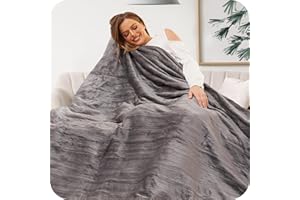 Ladung Electric Heated Blanket 84'' x 90'' Queen Size Flannel Material, Keep Whole Body Warm and Cozy All Night, Machine Washable, Grey