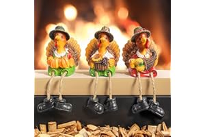 NEROSUN Thanksgiving Tabletop Decor, 3 Pack Resin Turkey Figurines Fall Decor for Autumn Indoor Home Desk Shelf Decorations