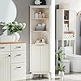 RedLemon 68" Tall Corner Cabinet, Modern Fluted Storage Cabinet with Faux Marble Top & Adjustable Shelves, Curved Profile Design, Space Saver for Bathroom, Living Room, Kitchen, Off White