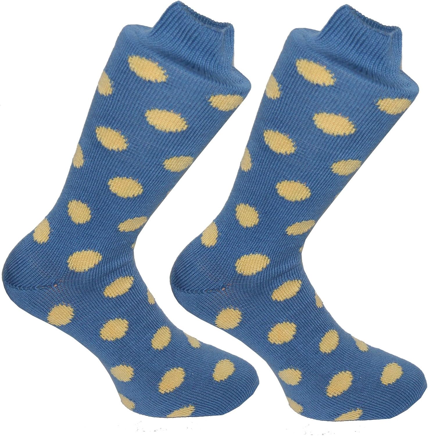 SOCK CLUB® Blue & Yellow Spotty Socks (UK 611) British Made Amazon.co