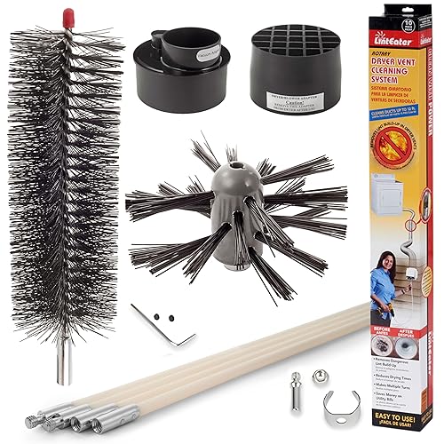 Dryer Vent Duct Cleaning Kit Gardus RLE202 LintEater Rotary Dryer Vent  Cleaner Kit, Removes Lint, Dryer Vent Cleaning System Extends Up to 12’  with - Main Image