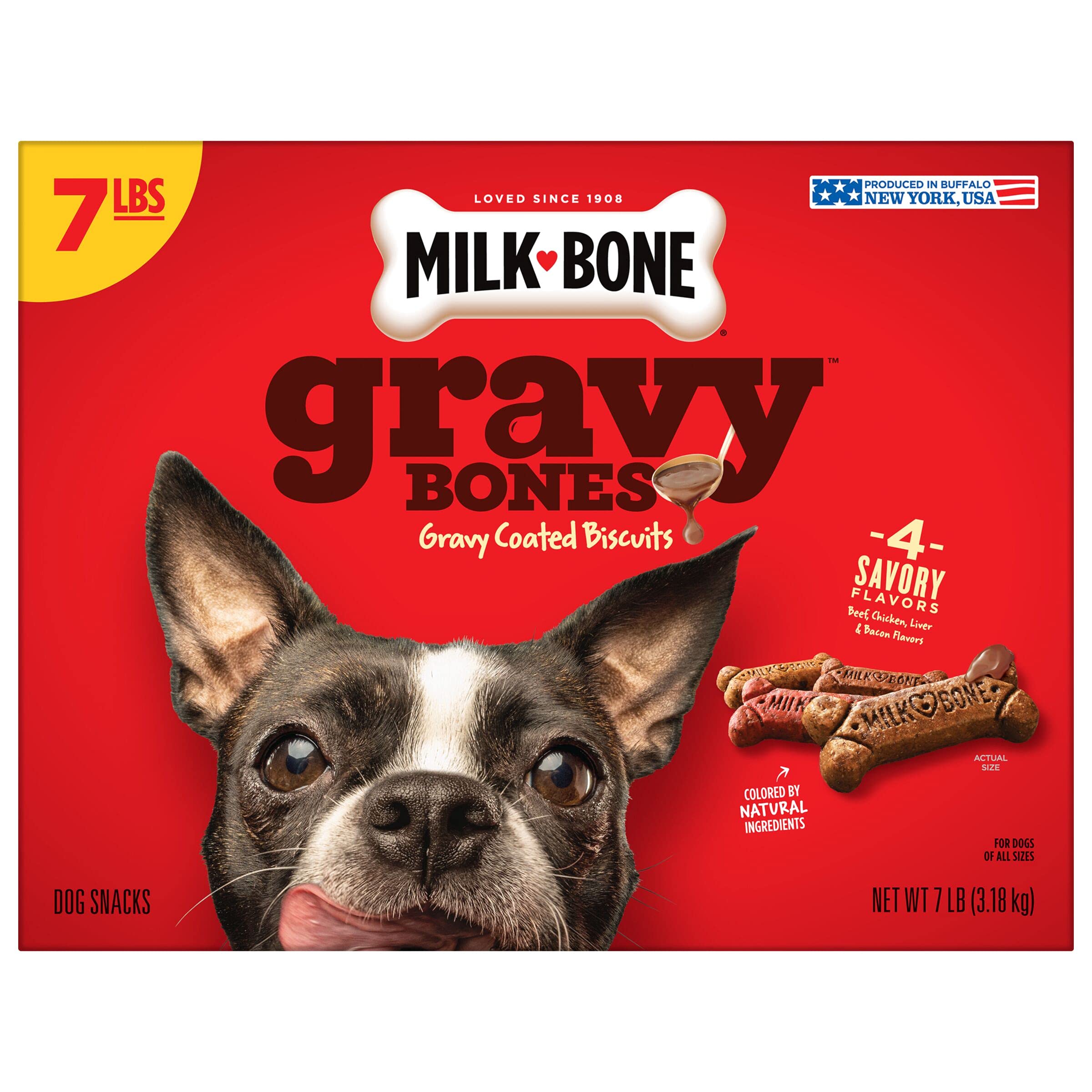 MilkBone Gravy Bones Dog Treats with Savory Meat Flavors, 7 Pound