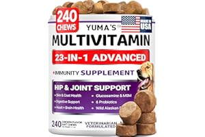 YUMA'S Dog Multivitamin Chewable with Glucosamine - 240 Treats - Dog Vitamins and Supplements - Senior & Puppy Multivitamin for Dogs - Hip & Joint Support - Immune Health, Skin, Heart, Digestion, Probiotics