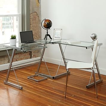 Amazon.com: Walker Edi 80-Piece Contemporary Gl and Steel Desk ...