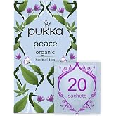 Pukka Organic Peace Herbal Tea with Spearmint, Ashwagandha, and Hemp Seed Oil, Caffeine Free, 20 Total Tea Bags