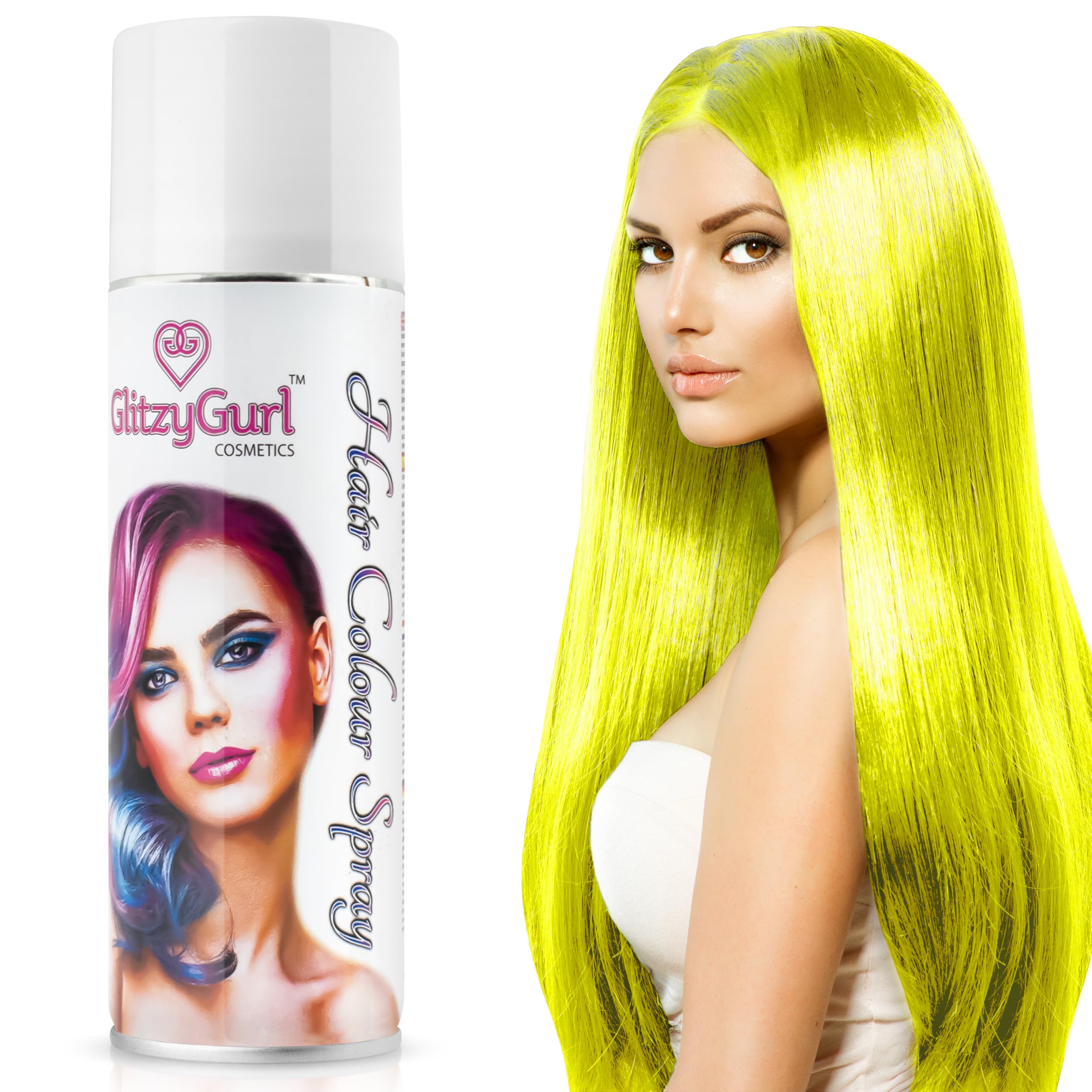 Hair Colour Spray 125ml Temporary Hair Kids Adults Halloween Temporary Dye Made in UK (Fluo Yellow)