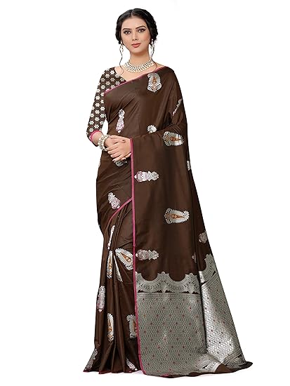 Shiv Textiles Womens Jacquard Art Silk Saree With Blouse Piece