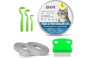 BKRMART Cat Flea Collar 2 Pack 8-Month Protection Waterproof Natural Flea Collar for Cats Safe and Effective Includes Flea Comb and Tick Removal Tool Adjustable Size for All Cats & Kitten